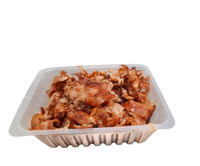 une barquette de viande de kebab